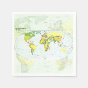 Wereldkaart Politieke Atlas Poster: Moderne Decora Servetten