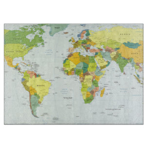 Wereldkaart Politieke Atlas Poster: Moderne Decora Snijplank