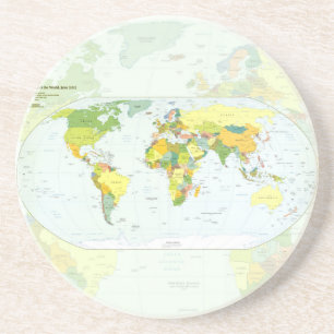 Wereldkaart Politieke Atlas Poster: Moderne Decora Zandsteen Onderzetter