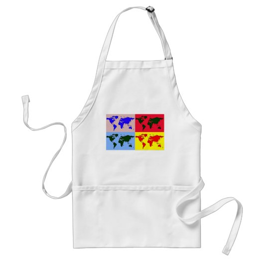 wereldkaart pop standaard schort (Voorkant)