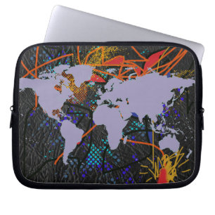 wereldkaart, pop stijl laptop sleeve