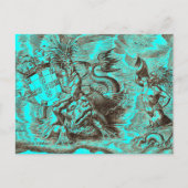 Wereldkaart Poseidon en Dolphin Briefkaart (Voorkant)