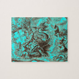 wereldkaart Poseidon Riding Dolphin Legpuzzel