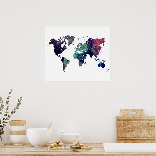 wereldkaart poster (Keuken)