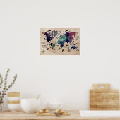 wereldkaart poster (Keuken)