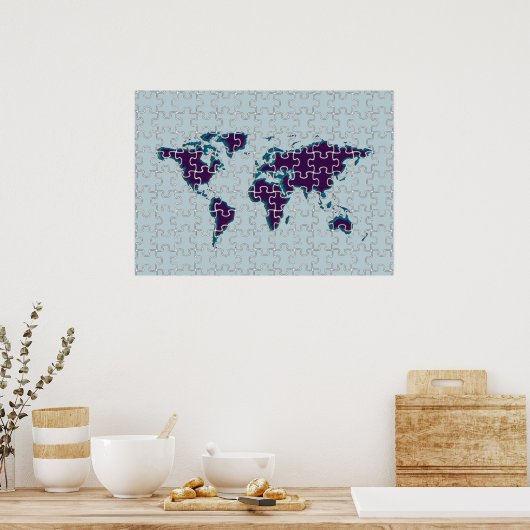 wereldkaart puzzel poster (Keuken)