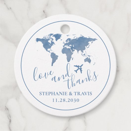 Wereldkaart reis bestemming Bedankt Bedankjes Labels (Voorkant)