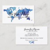 Wereldkaart Reisagent Blue Rental Kantoor Visitekaartje (Voorkant / Achterkant)