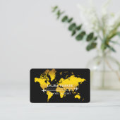 Wereldkaart reisagent Vacature Gold Glitter Busi Visitekaartje (Staand voorkant)