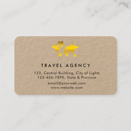 Wereldkaart reisagent Vacature Gold Glitter Busin Visitekaartje (Achterkant)