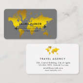 Wereldkaart reisagent Vacature Gold Glitter Busin Visitekaartje (Voorkant / Achterkant)