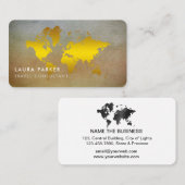 wereldkaart reisagent Waterverf Gold Tourism Visitekaartje (Voorkant / Achterkant)