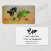 wereldkaart reisagent Waterverf Toerismereserverin Visitekaartje (Voorkant / Achterkant)