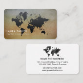 wereldkaart reisagent Waterverf zwart toerisme Visitekaartje (Voorkant / Achterkant)