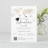 Wereldkaart reisavontuur begint met Afstuderen Aankondiging (Staand voorkant)