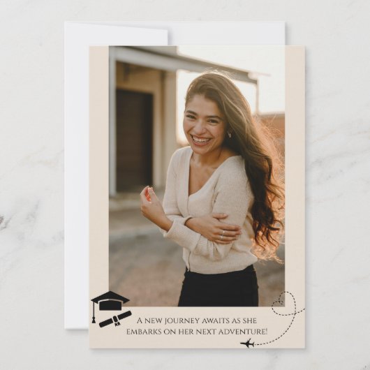 Wereldkaart reisavontuur begint met Afstuderen Aankondiging (Achterkant)