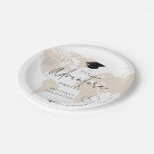 Wereldkaart reisavontuur begint met Afstuderen Papieren Bordje (Gekanteld)