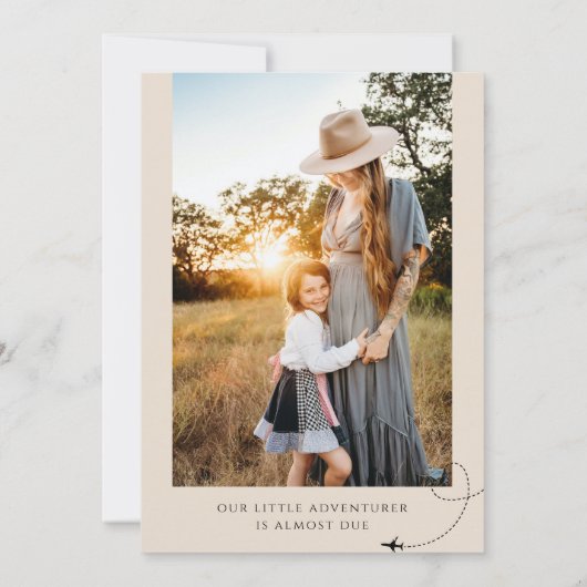 Wereldkaart reisavontuur begint met baby shower kaart (Achterkant)