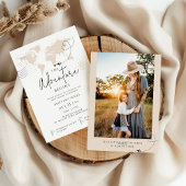 Wereldkaart reisavontuur begint met baby shower kaart