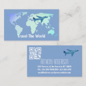 wereldkaart reisbureau vliegreizen agentschap visitekaartje (Voorkant / Achterkant)