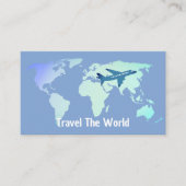 wereldkaart reisbureau vliegreizen agentschap visitekaartje (Voorkant)