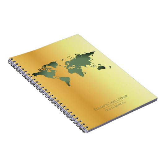 wereldkaart Reisjournaal voor faux gold background Notitieboek (Rechterzijde)