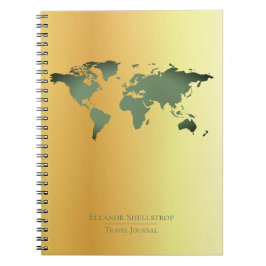wereldkaart Reisjournaal voor faux gold background Notitieboek