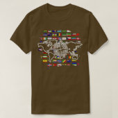 Wereldkaart reiskompas internationaal reizen t-shirt (Design voorkant)