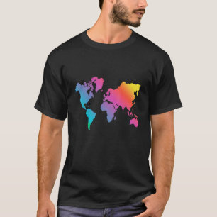 Wereldkaart reislanden Geografische kleurweergave T-shirt