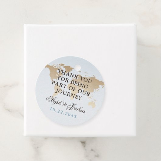 Wereldkaart reisthema bruiloft bedankjes labels (In situ)