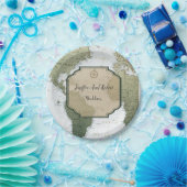 wereldkaart reisthema bruiloft papieren bordje (Feest)