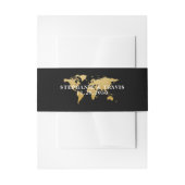 Wereldkaart reisthema zwarte en goudbestemming uitnodigingen wikkel (Voorkant Voorbeeld)