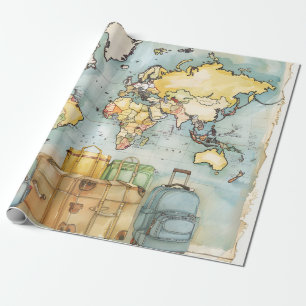 Wereldkaart reizen Cadeaupapier