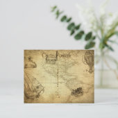  Wereldkaart Reizen met Frans vervoer Briefkaart (Staand voorkant)