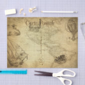  Wereldkaart Reizen met Frans vervoer Tissuepapier (Craft)