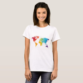 wereldkaart Reizen Shirt in Waterverf