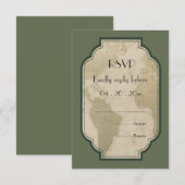 wereldkaart reizen thema bruiloft RSVP Kaartje (Voorkant / Achterkant)