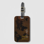 Wereldkaart Reiziger Signature Brown Bagagelabel (Voorkant (verticaal))