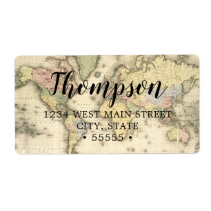  Wereldkaart retourlabel Etiket