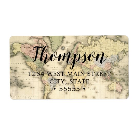  Wereldkaart retourlabel Etiket (Voorkant)