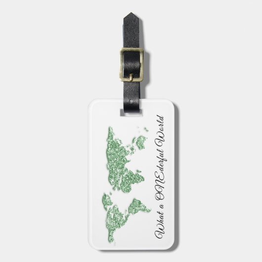 Wereldkaart richt wat een ONEderful World MintWhit Bagagelabel (Voorkant verticaal)