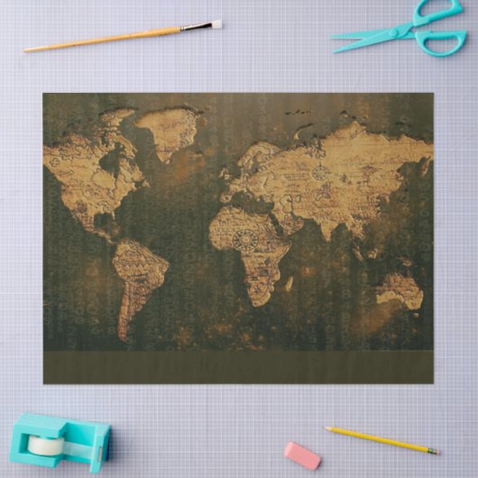 Wereldkaart Robuusachtig deduplicatiedocument Tissuepapier (Craft)