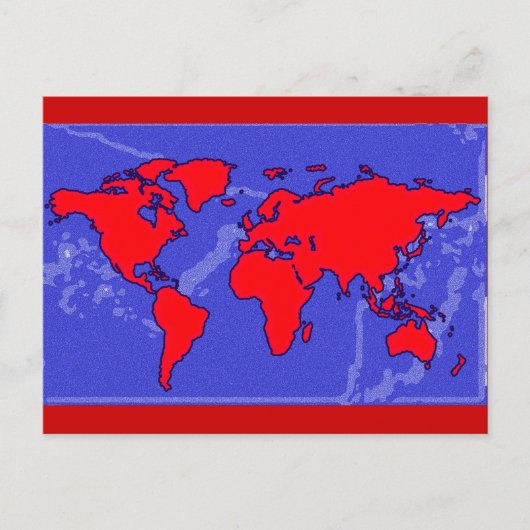 wereldkaart rode kleur briefkaart (Voorkant)