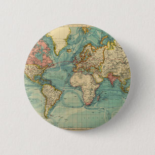 Wereldkaart Ronde Button 5,7 Cm
