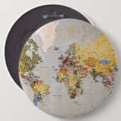 wereldkaart ronde button 6,0 cm (Voorkant /achterkant)