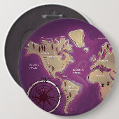 Wereldkaart Ronde Button 6,0 Cm (Voorkant /achterkant)