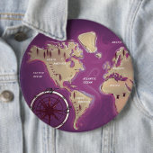 Wereldkaart Ronde Button 6,0 Cm (In situ)