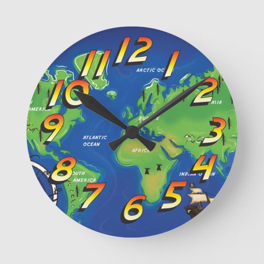 Wereldkaart Ronde Klok (Voorkant)