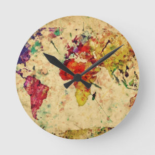  wereldkaart ronde klok