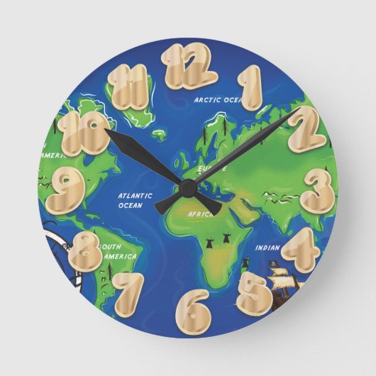 Wereldkaart Ronde Klok (Voorkant)